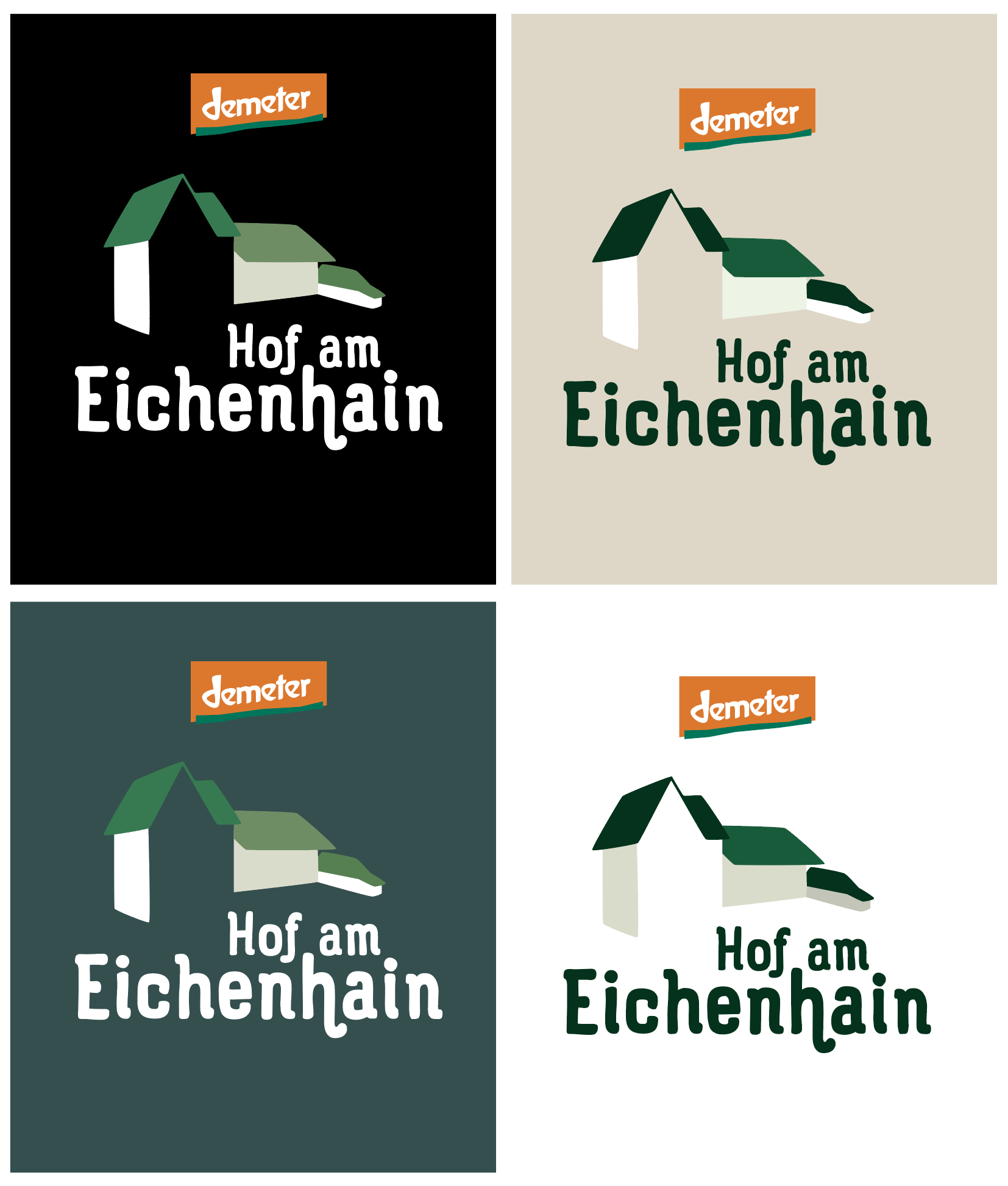 Farbvarianten für verschiedene Anwendungen - Logo Hof am Eichenhain