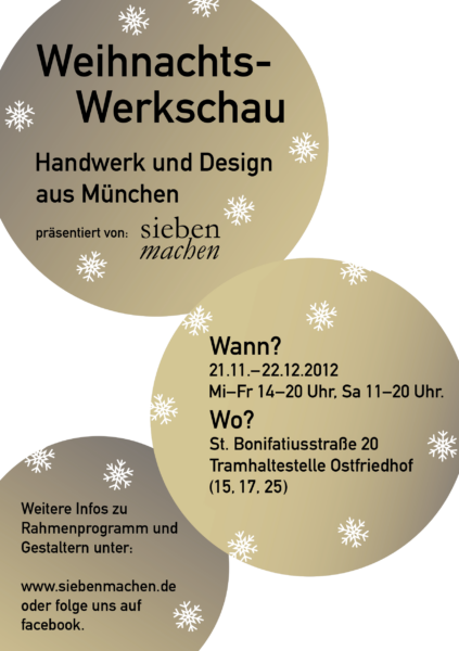 WeihnachtsWerkschau siebenmachen Atelierladen 2012 Giesing