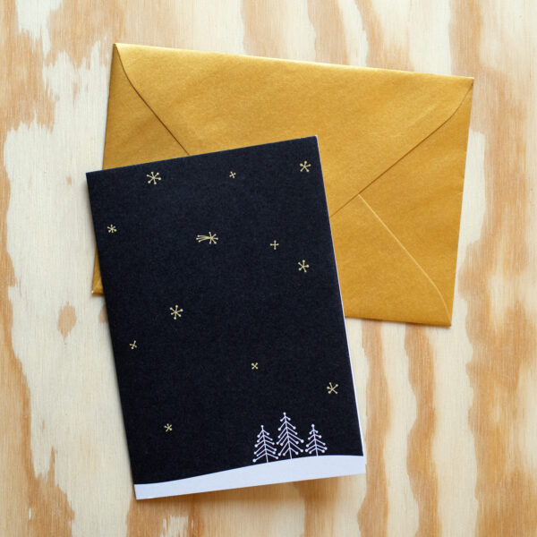 Minimalistische Weihnachtskarte Klappkarte Grußkarte mit goldenem Briefumschlag Kuvert
