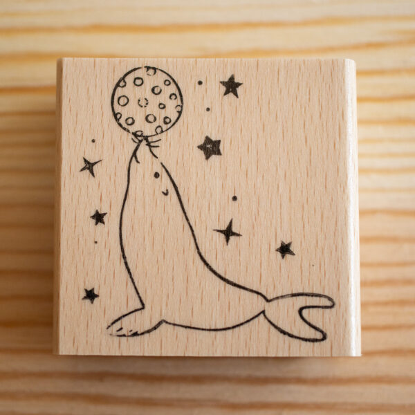 Großer Motivstempel Zirkus Seehund, der einen Ball balanciert