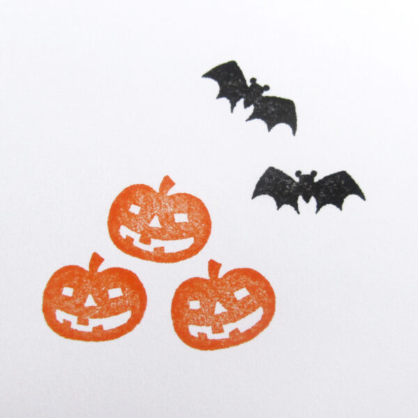 Mini Stempel: Halloween Set oder einzeln, Fledermaus & Kürbis