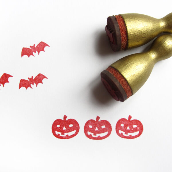 Mini Stempel: Halloween Set oder einzeln, Fledermaus & Kürbis