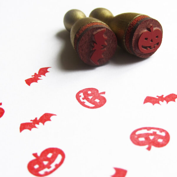 Mini Stempel: Halloween Set oder einzeln, Fledermaus & Kürbis